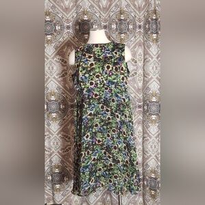 Taylor Woman Abstract Flower Pattern Sleeveless Dress, Chiffon Skirt size 18